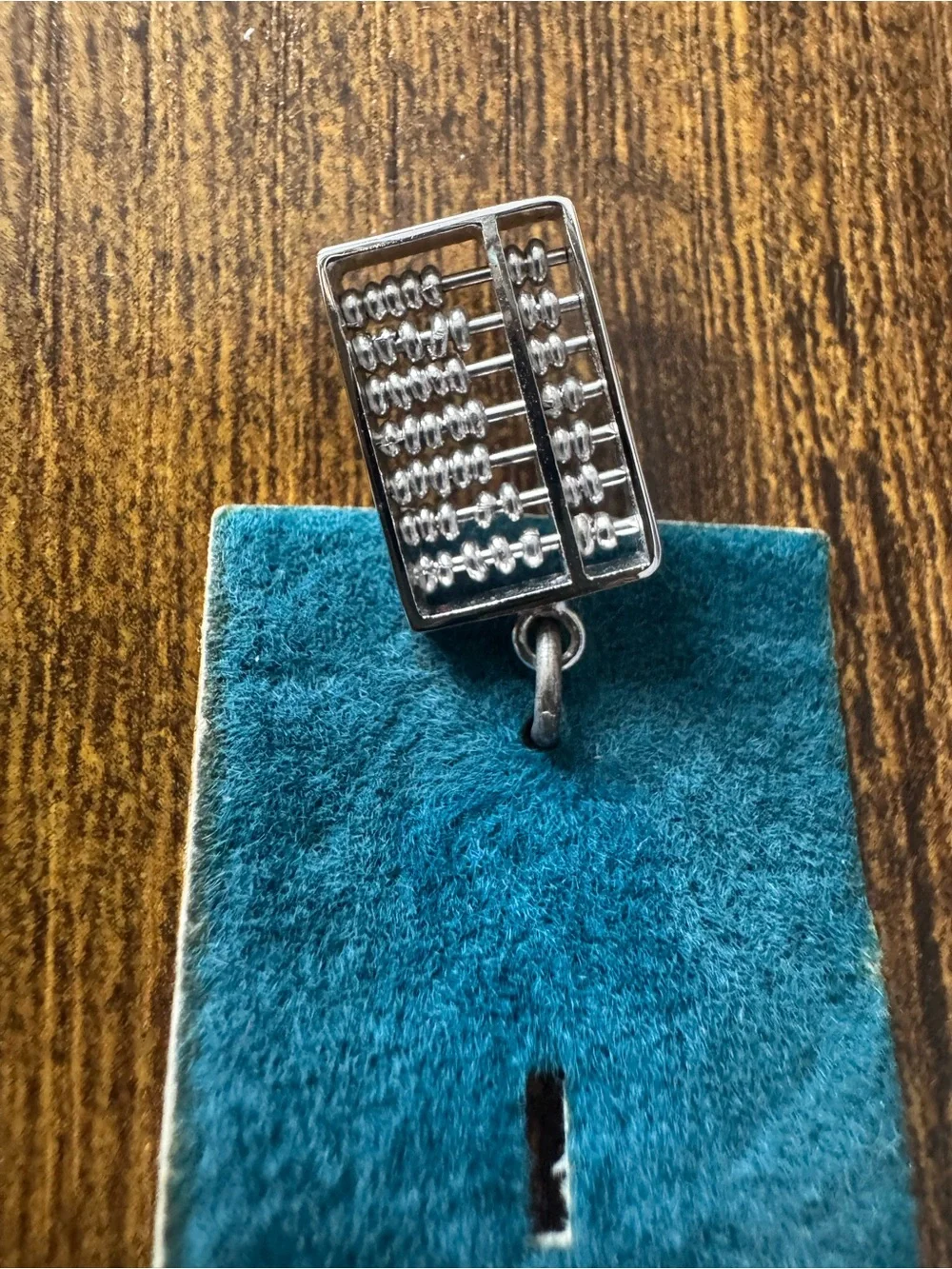 Vintage Sterling Silver Moving‎ Abacus Accountant Teacher Charm Pendant NOS Card